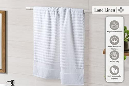 LANE LINEN Bath Towel Set 100% Cotton 6 Piece Soft Absorbent - White