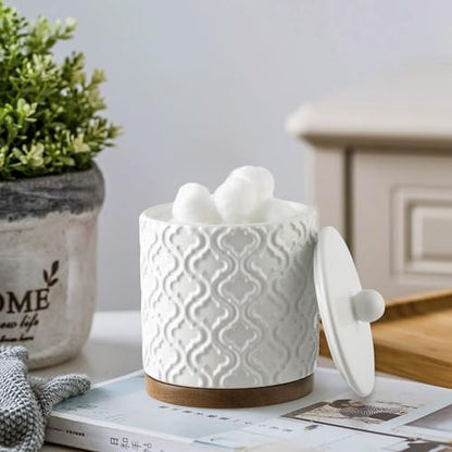 RQYIXI Ceramic Bathroom Accessories Set,White,5 Piece,Embossed Design