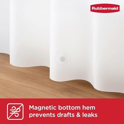 Rubbermaid White Shower Curtain Liner, Waterproof Heavyweight 8g PEVA Shower Liner for Bathroom, with Weighted Magnets and Rustproof Black Grommets, 70x72, Standard Size, White