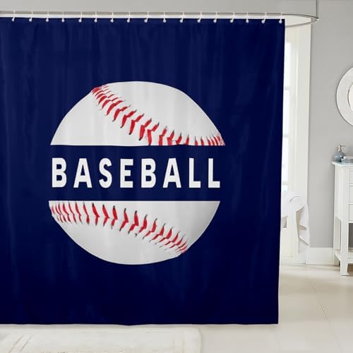 jejeloiu Baseball Shower Curtain 72"x72" Sports Game Bath Curtain for Boys Girls Teens Baseball Gaming Bathroom Shower Curtain Set Women Men Gift for Baseball Lover Kids Bathroom Accessories