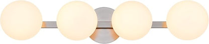 Bathroom Vanity Light Fixtures, Modern 4 Lights Globe Wall Sconce Lighting Brushed Nickel, Porch Wall Mount Light Fixture for Bathroom, Mirror Cabinets Hallway Stairs
