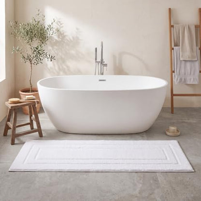 GRANNY SAYS White Bathroom Runner Rug 59" x 24", Soft Microfiber Bath Mat