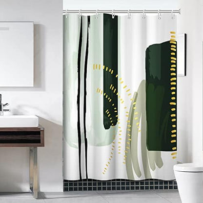 Mid Century Green Shower Curtain for Bathroom 54x72 Inch