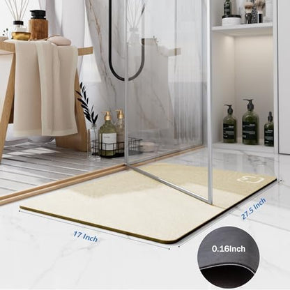 Diatomaceous Earth Bath Mat Stone Bath Mats for Bathroom,17"x27.5",Beige