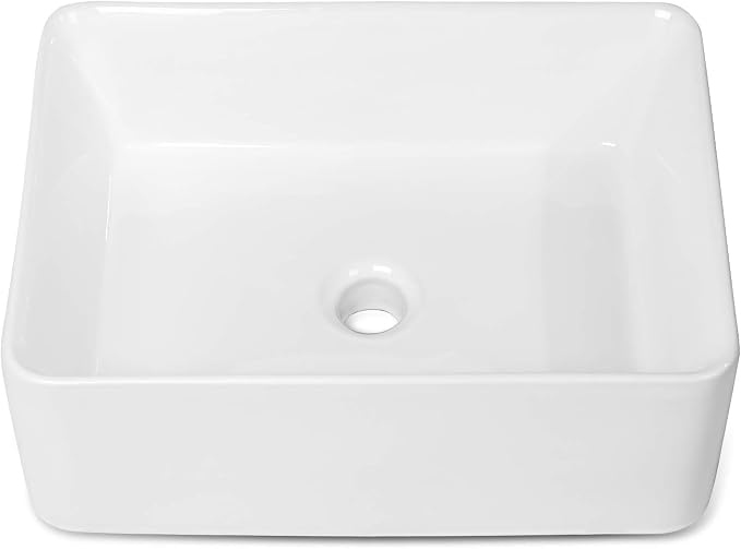 Rectangular Vessel Sink - 18" x 13" Modern Bathroom Vessel Sink White Porcelain Ceramic Rectangle Above Counter Vessel Vanity Sink Art Basin