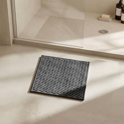 Triohero Small Bathroom Rugs Non Slip Washable Bath Rugs Super Absorbent Bathroom Rug Thin Quick Dry Low Pile Bath Mats, Dark Grey 12"x12"