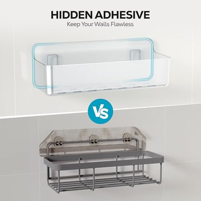 Nieifi Adhesive Shower Shelves, Clear, 3 Pieces