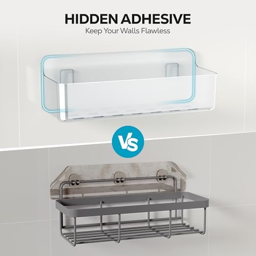 Nieifi Adhesive Shower Shelves, Clear, 4 Pieces