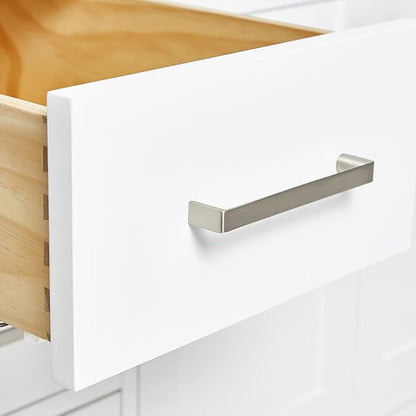 ARIEL Cambridge 42-inch Bathroom Vanity with Sink,Solid Wood, 1.5-inch Italian Carrara Marble Countertop, Single Rectangular Porcelain Sink, 2 Soft Closing Doors, 5 Dovetail Drawers, White