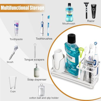 Toothbrush Holders Toothpaste Organizer Bathroom Accessories, White