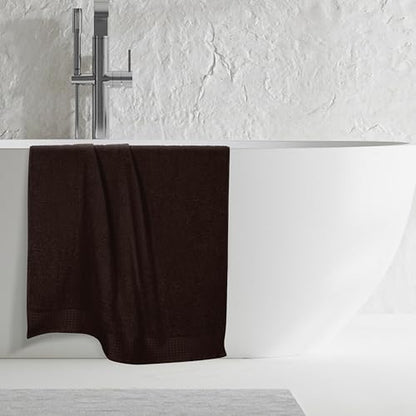 GLAMBURG 100% Cotton Oversized 2 Pack Bath Sheets 35x70, Ultra Soft Highly Absorbant Compact Quickdry & Lightweight Large Bath Sheet Set, Ideal for Gym Travel Camp Pool - Chocolate Brown