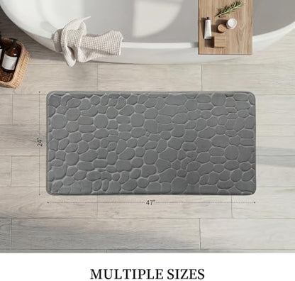 YIHOUSE Memory Foam Runner Rug, Cobblestone Bathroom Runner Rugs Super Water Absorbent Bath Mats for Bathroom Machine Washable Bath Rugs for Hallway Bedroom Laundry Room(24 x 47,Dark Gray)