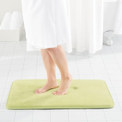 Memory Foam Bath Mat Non Slip Absorbent Super Cozy Velvet Bathroom Rug Carpet (17 inches X 24 inches, Lime)