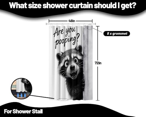 Small Stall Shower Curtain Rv Cute Raccoon, 48 x 72 Inchs
