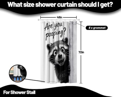 Small Stall Shower Curtain Rv Cute Raccoon, 48 x 72 Inchs