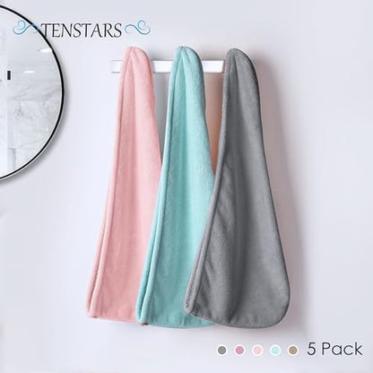 TENSTARS Microfiber Hair Towel Wrap for Women All Hair Types, 320GSM Thick