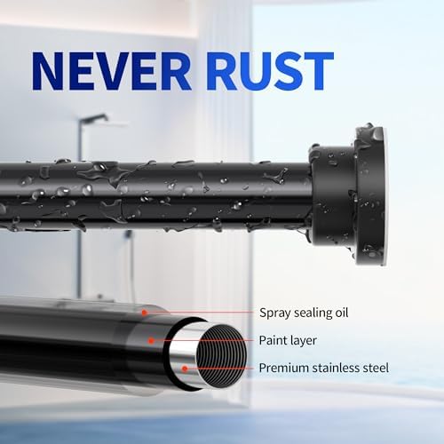 Mcrbeay Shower Curtain Rod, 1" Diameter Heavy Duty Tension Shower Rod