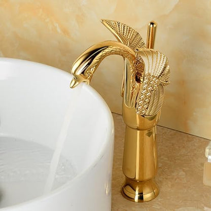 Vintage Brass Bathroom Faucet Retro Hot & Cold Water Sink Mixer Tap Gold Finish Design Easy Installation - Perfect for Classic Home Décor