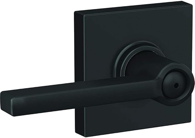 Schlage F40 LAT 622 COL Latitude Lever with Collins Trim Bed & Bath Privacy Door Lock, Matte Black