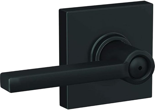 Schlage F40 LAT 622 COL Latitude Lever with Collins Trim Bed & Bath Privacy Door Lock, Matte Black