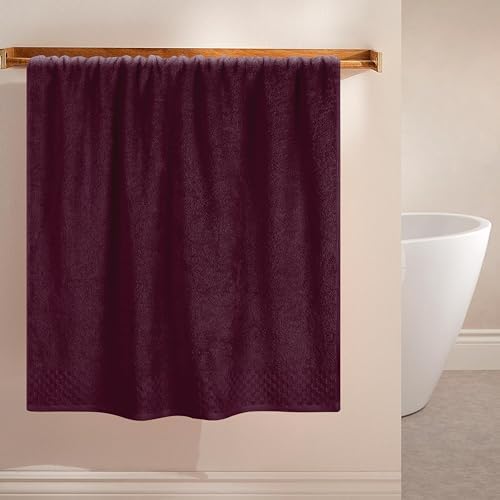 MyOwn Ultra Soft 2 Pack Oversized Bath Towel Set 28x55 inches, Cotton Large Bath Towels, Highly Absorbant Compact Quickdry & Lightweight Towel, Ideal for Gym Travel Camp Pool - Burgundy