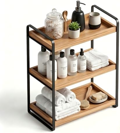LEMIKKLE Bathroom Counter Organizer with Basket, Bathroom Organizers and Storage,Skincare Organizers for Vanity,Storage Organizers for Bathroom, Kitchen, Dresser (3-Layer)