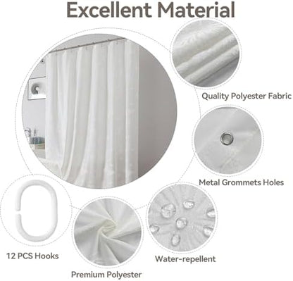 Onalasyc White Butterfly Shower Curtain,Lace Sheer Shower Curtain,72x72in