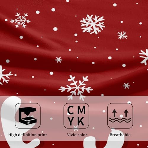Christmas Reindeer Hand Towels Set of 2, 28x14 Inch Funny Xmas Deer Snowflakes Red Soft Absorbent Tea Towel Washcloths for Kitchen Bathroom Winter Holiday Home Decor and Gifts