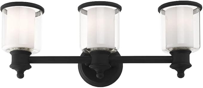 Livex Lighting 40213-91 Transitional Three Light Bath Vanity from Middlebush Collection in Pwt, Nckl, B/S, Slvr. Finish, Brushed Nickel, 23.5 x 6.5 x 9