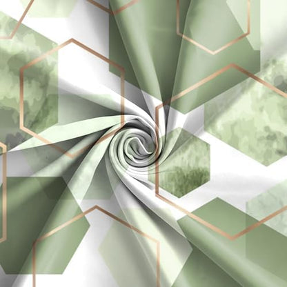 deFouliao Sage Green Shower Curtain Modern Abstract Green Geometric Grid Bathroom Curtain Sets for Bathtub Home Decor, Waterproof Fabric Washable with Hooks, 72x72 Inch