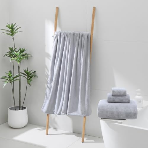 YTYC 39x78 Bath Sheets Set,Towels for Bathroom,Silver Grey,6-Pieces