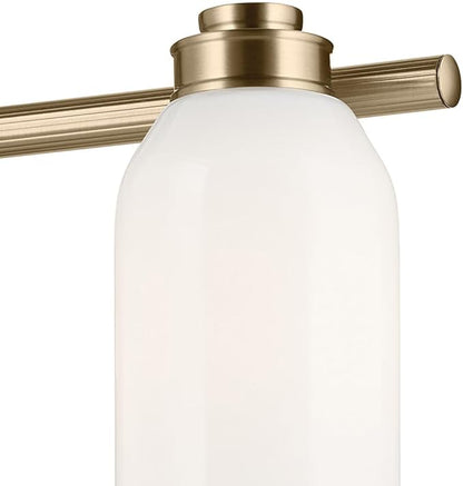 Kichler Shae 32.25" 4-Light Vanity Light with White Opal Glass in Champagne Bronze, for Bathroom Vanity, Powder Room, Over a Mirror, (32.25" W x 9" H), 55203CPZ