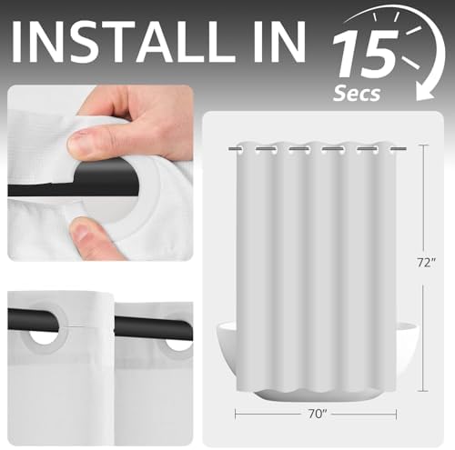 jinchan Hookless Shower Curtain Black and White Striped Waterproof Fabric Shower Curtains for Bathroom Hotel Spa Modern Elegant No Hook 70x72 Inches