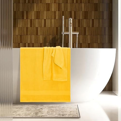 Belizzi Home 8 Piece Towel Set 100% Ring Spun Cotton, 2 Bath Towels 27x54, 2 Hand Towels 16x28 and 4 Washcloths 13x13 - Ultra Soft Highly Absorbent Machine Washable Hotel Spa Quality - Yellow