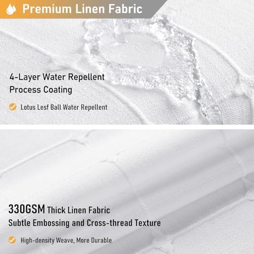 BTTN 54x72 Boho Farmhouse Linen Heavy Duty Fabric Shower Curtain Set, White