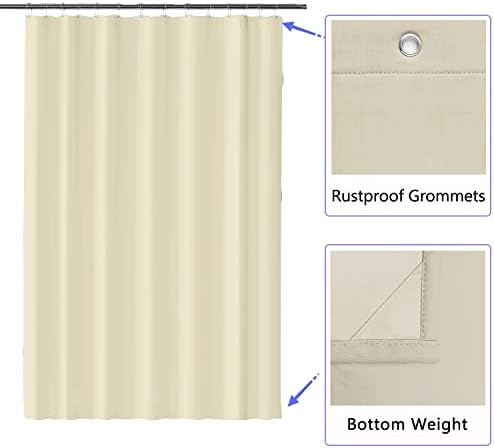 LLSCL Beige Yellow Fabric Shower Curtain Liner with Magnets, Waterproof Hotel Quality, 72 x 72 Machine Washable