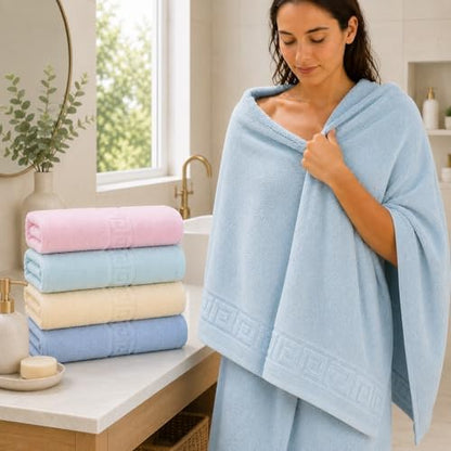 100% Cotton Bath Towels,4 Pack,30" x 60" Inches, Light Weight, Soft, Super Absorbent and Fast Drying, No Fading Multipurpose Use for Sports, Swimming, Travel, Fitness, Yoga, Multicolor.