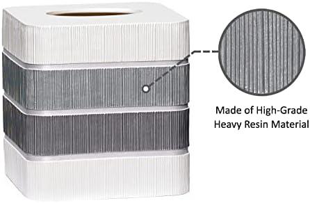 Zahari Home 2pc Modern Line Stylish Bath Accessories Set Waste Basket & Square Tissue Box Cover Classic Contemporary Decorative Beautiful Designs Gray Bathroom Decor Set for Home Modern Bath Set