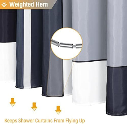 BTTN Black Modern Geometric Waterproof Fabric Shower Curtain Set, 72 x 72