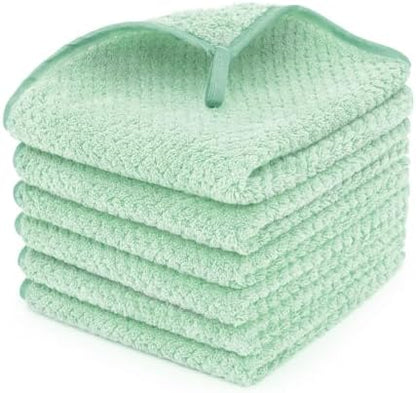 MaopaoBeauty 6 Pack Washcloth Set, Waffle Washcloth Towels Set, Microfiber Super Soft Highly Absorbent, Sturdy Quick Drying Towels for Bathroom, Gym, Sports, Yoga, Green