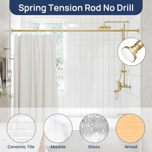 ENJOYBASICS 1" Gold Shower Curtain Rod, 30-88" Adjustable, Secure Tension