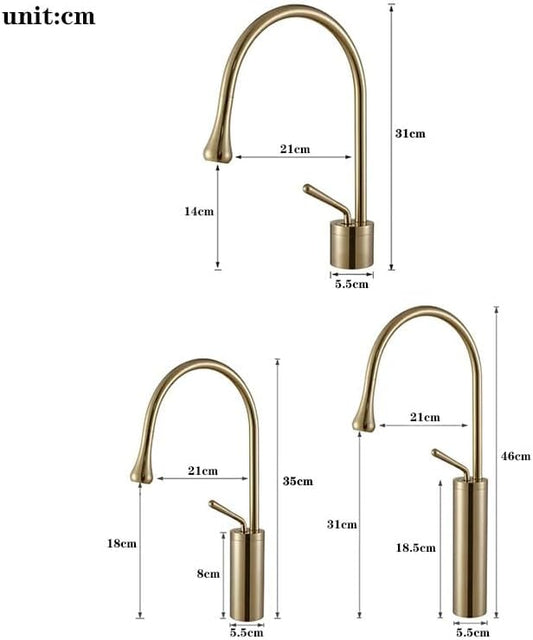 Brushed Gold Modern Basin Faucet Black Silver Faucet Deck Mounted 360 Rotation Basin Sink Tap Mixer Hot and Cold Brass Tap