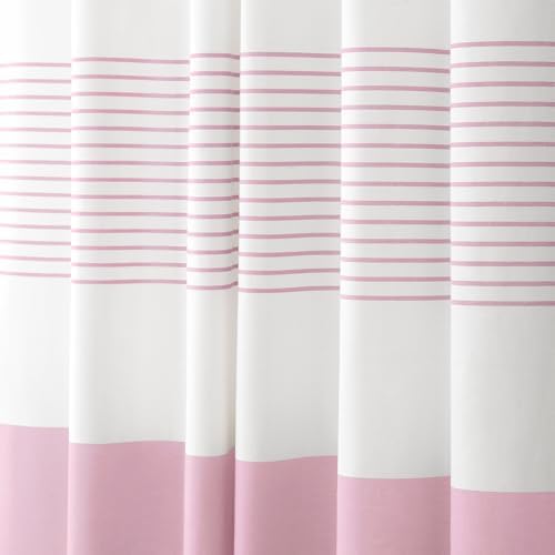 Pink Boho Cotton Striped Shower Curtain with Tassel 72" W X 72" L