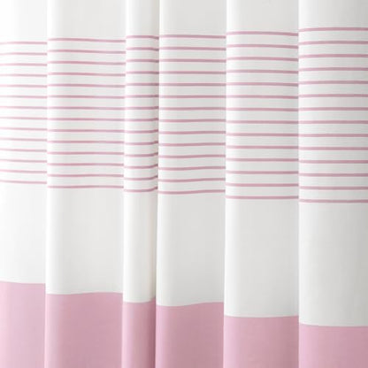 Pink Boho Cotton Striped Shower Curtain with Tassel 72" W X 72" L