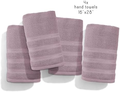 Hearth & Harbor Luxury Hand Towels - 100% Ring Spun Cotton Hand Towels for Bathroom, Shower, Spa, Soft & Absorbent Towels, 4 Piece Set, Dusty Purple