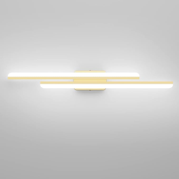 Ralbay 40" Modern LED Gold Vanity Lights 40W Frosted Aluminum Gold Bathroom Vanity Light Fixtures Over Long Mirror Modern Gold Bath Lighting 6000K White Light