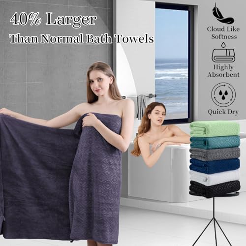 Bath Towel Set of 4 Extra Large Bath Sheet 35"x70" Oversized Bath Towel Soft Microfiber Bathroom Towel for Adults Highly Absorbent Quick Dry Towel Set for Bathroom,Hotel,Shower Bath Sheet Towel Plum