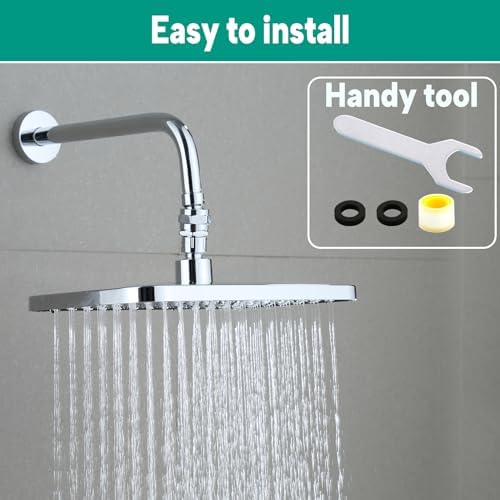 Heavy Duty Shower Head Swivel Ball Adapter, Solid Brass Shower Head Swivel Adapter Chrome Polished, Adjustable Shower Arm Connector Universal Shower Assembly Shower Arm Extension...