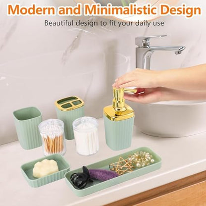23 PCS Green Bathroom Accessories Set丨Shower Curtain Bathroom Accessory