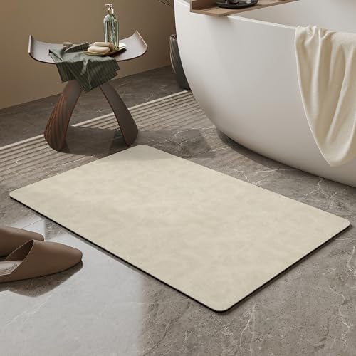 Mecko Bath Mat 16"x24",Ultra Thin Bathroom Rug fit Under Door Light Brown